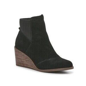 Toms Sadie Wedge Ankle Boots, Women's Size 6 Black Suede